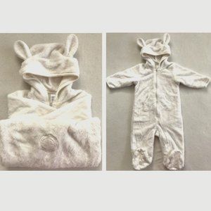 Baby GAP, 6-12M, 100% Cotton Lined Faux Fur Shell Hooded Coverall, Polar Bear